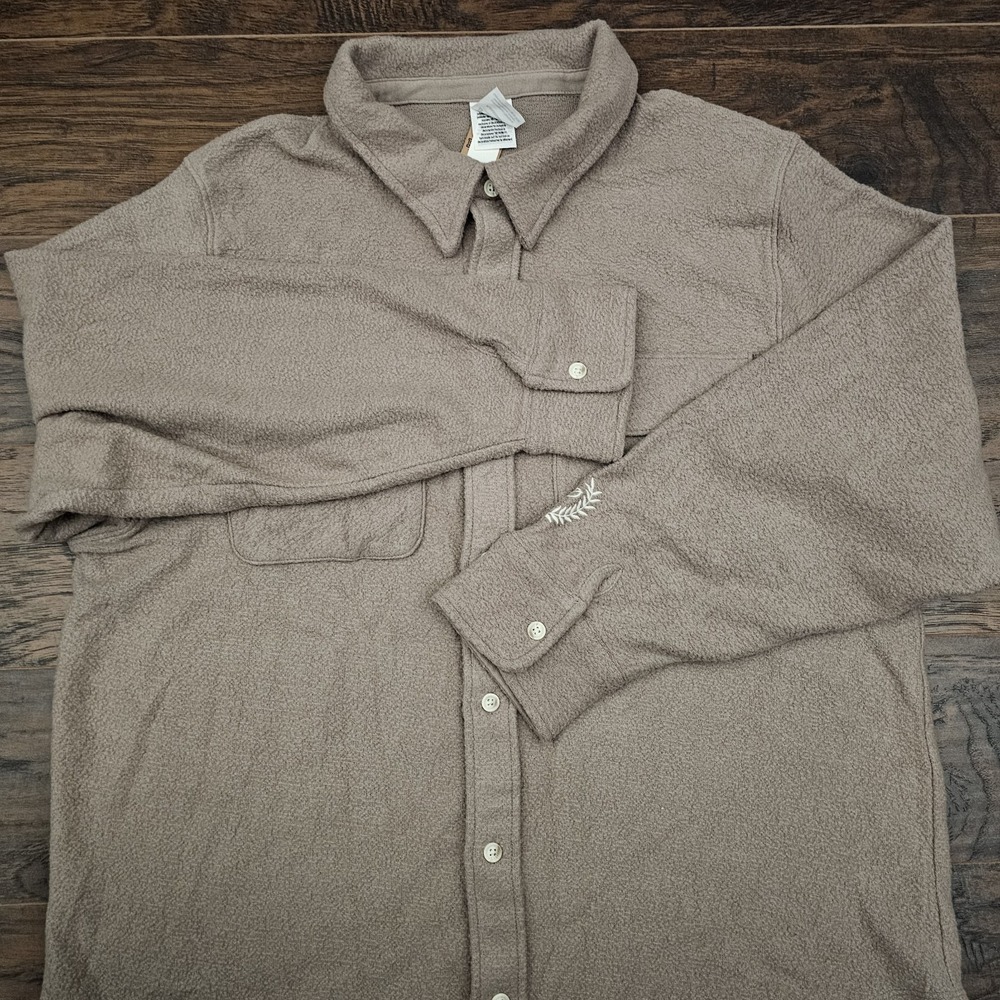 PINK Victoria's Secret Womens XL Brown Fleece Button Up Top NWT Cozy Warm - Picture 2 of 10